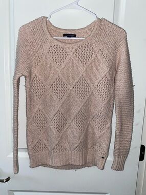 American Eagle Outfitters Diamond Knit Pullover Sweater - Light Pink